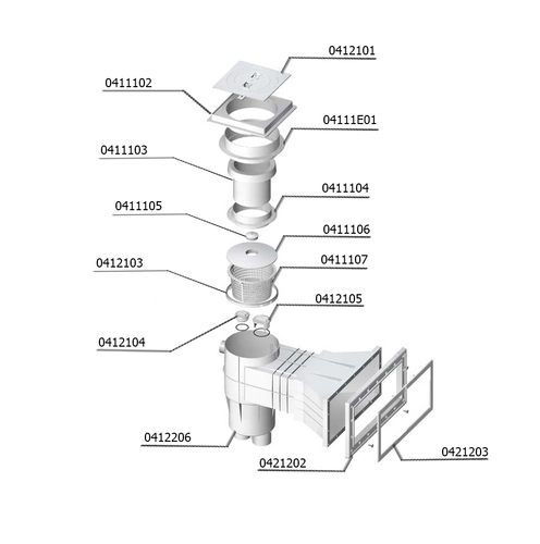 Квадратна кришка скіммера LUX з захисним замком