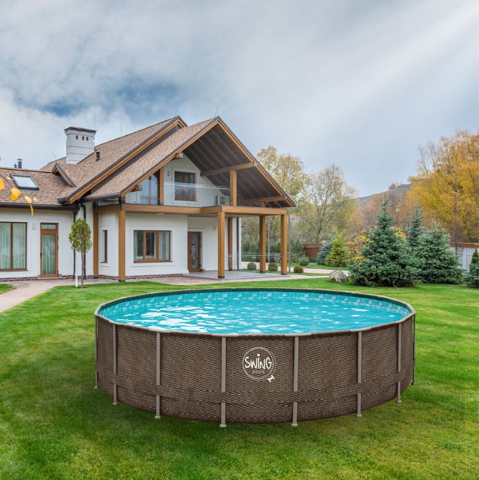 Басейн каркасний 4.88х1.22 м без фільтру, AZURO SWING Wicker dark (Double Rattan) 